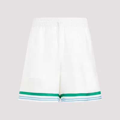 Shop Casablanca White Silk Men's Shorts For Ss24