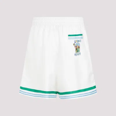 Shop Casablanca White Silk Men's Shorts For Ss24