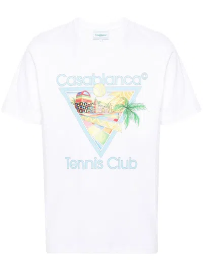 Shop Casablanca Men's Afro Cubism Tennis Club Organic Cotton T-shirt In White