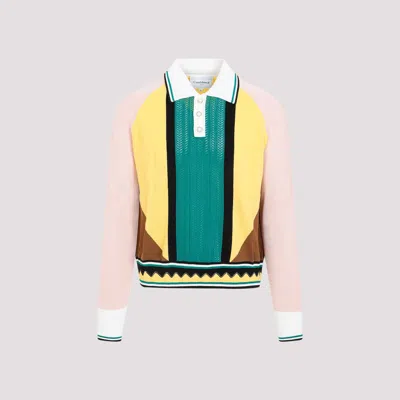 Shop Casablanca Men's Multicolour Graphic Knit Shirt For Summer 2024 In Tan