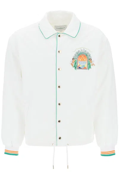 Shop Casablanca Men's Triomphe D'orange Pattern Padded Blouson Jacket For Ss24 In White