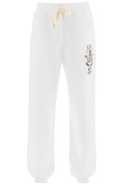 Shop Casablanca Organic Cotton French Terry Joggers With Casa Way Embroidery In White