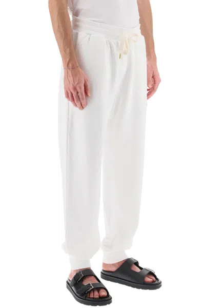 Shop Casablanca Organic Cotton French Terry Joggers With Casa Way Embroidery In White