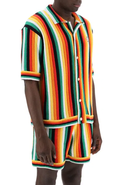 Shop Casablanca Relaxed Fit Multicolor Striped Bowling Shirt For Men