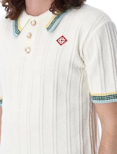 Shop Casablanca Rib Boucle Loop Polo Shirt For Men In White