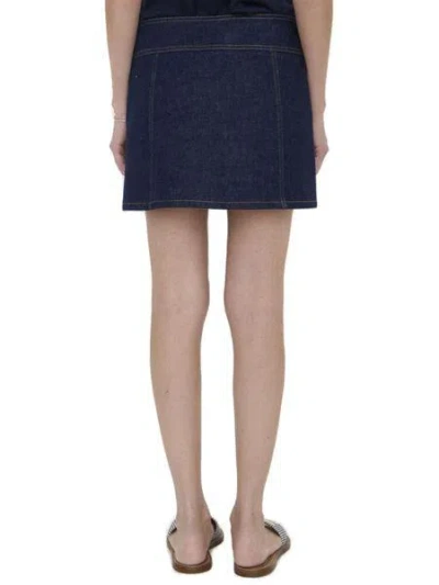 Shop Celine Navy Blue Cotton Sailor Miniskirt For Women Ss24