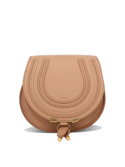 Shop Chloé Tan Leather Mini Marcie Crossbody Bag For Women Ss24