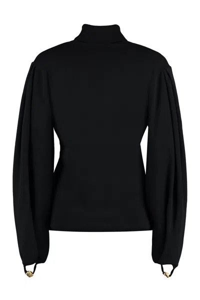 Shop Chloé Black Turtleneck Pullover With Open Sleeves And Embellished Details For Women