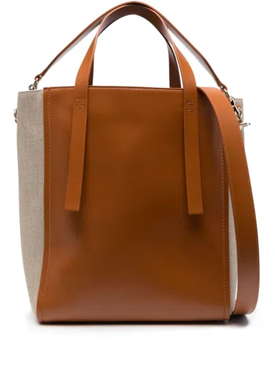 Shop Chloé Sense Medium Shopping Handbag In Leather Brown