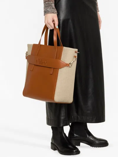 Shop Chloé Black Medium Shopping Handbag For Women From Ss24 Collection In Leather Brown
