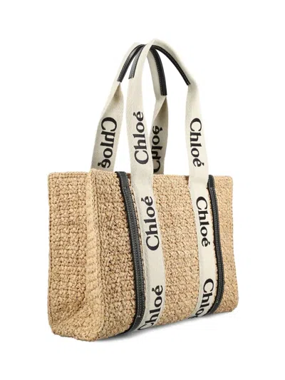 Shop Chloé Tan Natural Straw Tote Handbag For Women