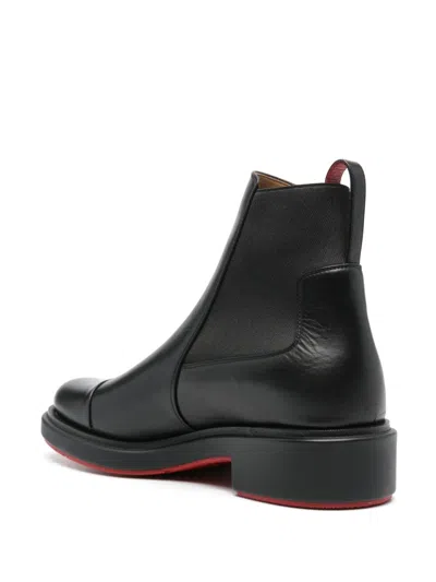 Shop Christian Louboutin Panelled Design Round Toe Boots In Black