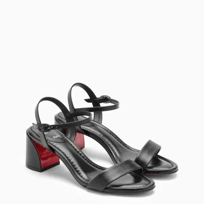 Shop Christian Louboutin Sleek Black Leather Sandals For Women With Adjustable Strap And Contrasting Red Sole