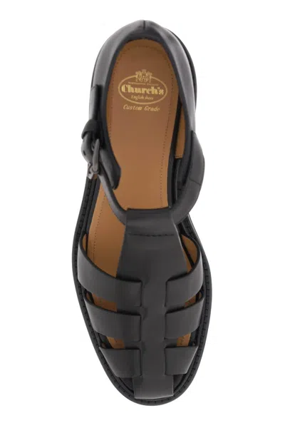 Shop Church's Handcrafted Woven Leather Sandals With Extra Padding And Lightweight Sole For Women In Black