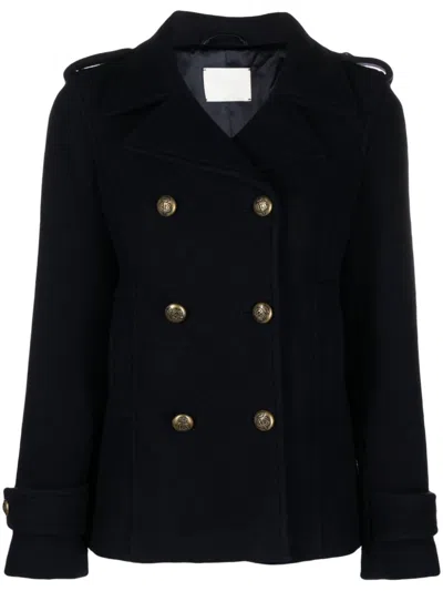 Shop Circolo 1901 Women's Double-breasted Wool Jacket In Midnight Blue