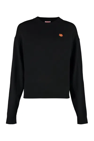 Shop Kenzo Classic Black Crew-neck Wool Sweater For Women By
