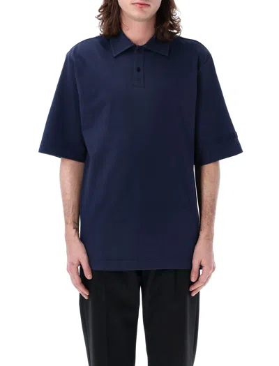 Shop Marni Classic Polo Shirt With Tonal Logo Patch In Blumarine