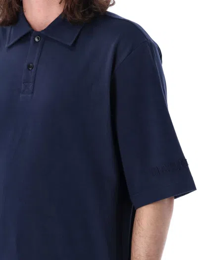 Shop Marni Classic Polo Shirt With Tonal Logo Patch In Blumarine
