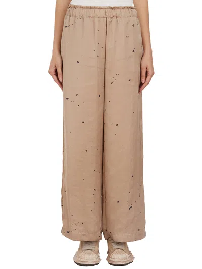Shop Collection Privèe Pants With Splashes In Tan