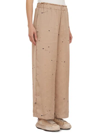 Shop Collection Privèe Pants With Splashes In Tan