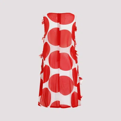 Shop Comme Des Garçons Floral-appliqué Dress In Red