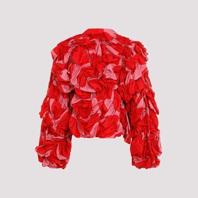 Shop Comme Des Garçons Floral-appliqué Jacket For Women In Red