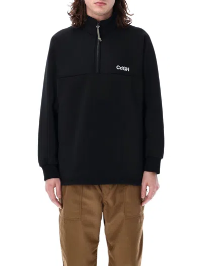 Shop Comme Des Garçons Homme Deux Men's Half-zip Logo Sweatshirt In Black
