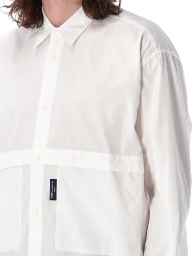 Shop Comme Des Garçons Homme Deux Men's Cotton Concealed Pockets Shirt With Oversized Hidden Pockets By A Leading Designer In White