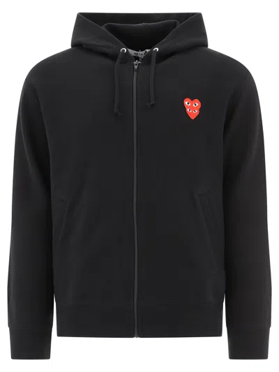 Shop Comme Des Garçons Play Men's Double Heart Hoodie In Black For Year 2024