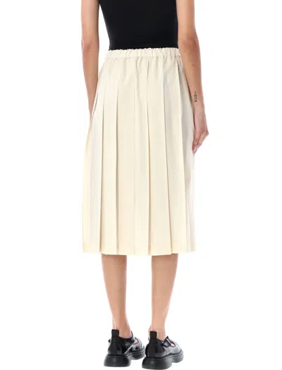 Shop Comme Des Garçons Pleated Midi Skirt In White