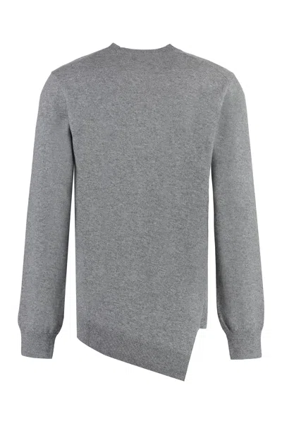 Shop Comme Des Garçons Shirt Men's Grey Crew-neck Wool Sweater