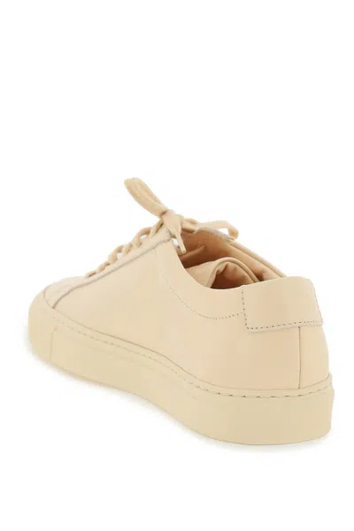 Shop Common Projects Pink Leather Sneakers With Gold Accent
