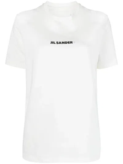 Shop Jil Sander Women's Cotton Logo T-shirt In White