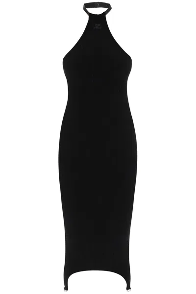 Shop Courrèges Black Rib Knit Sheath Midi Dress For Women | Ss23 Collection