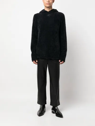 Shop Courrèges Faux Fur Embroidered Hoodie For Men In Black