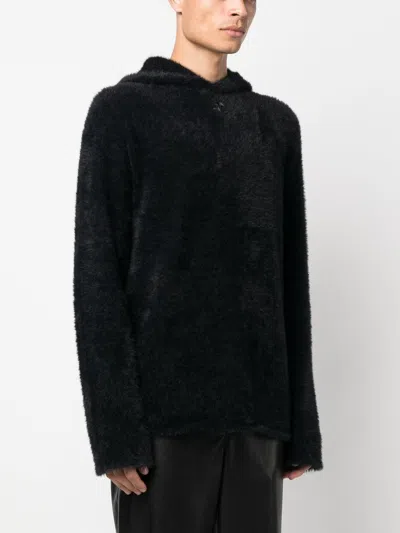 Shop Courrèges Faux Fur Embroidered Hoodie For Men In Black