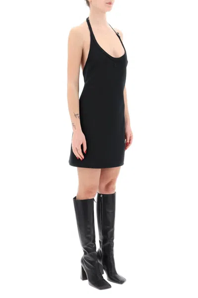 Shop Courrèges Black Mini Dress With Strap And Buckle Detail For Women