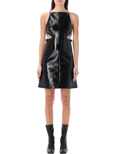 Shop Courrèges Shiny Vinyl Dress With Unique Buckle Details In Black
