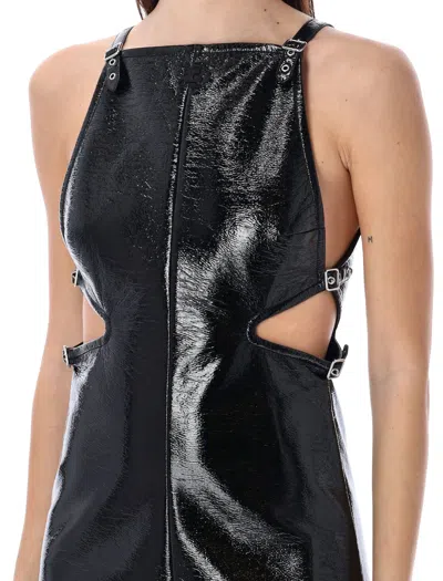 Shop Courrèges Shiny Vinyl Dress With Unique Buckle Details In Black