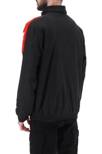 Shop Diesel Men's Black Tech Fabric Teddy Jacket For Fw23