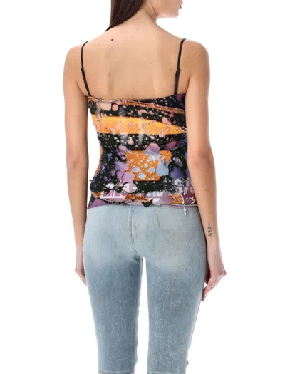 Shop Diesel Multicolor Distressed Top With Straight Neckline And Logo Patch