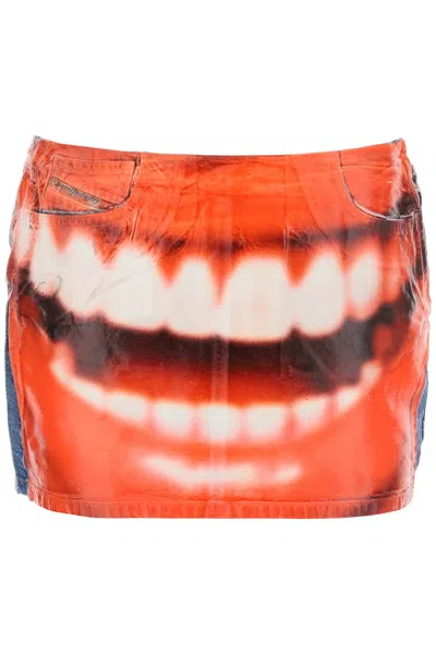 Shop Diesel Vintage Red Denim Mini Skirt For Trendy Women