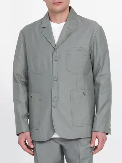 Shop Dior Workwear Jacket In Grey