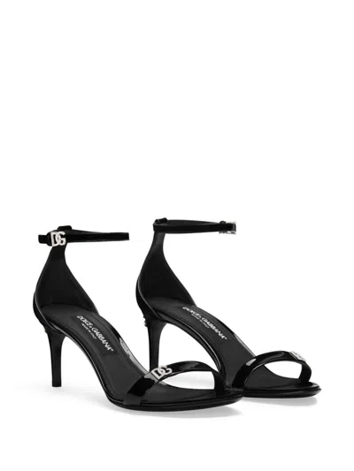 Shop Dolce & Gabbana Black Patent Leather Stiletto Sandals For Women