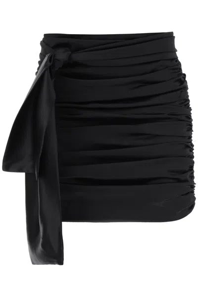 Shop Dolce & Gabbana Black Ruched Satin Mini Skirt For Women