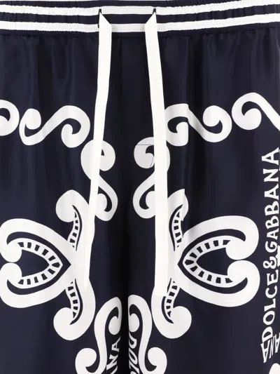 Shop Dolce & Gabbana Blue Silk Shorts With Marina Print For Men In Navy