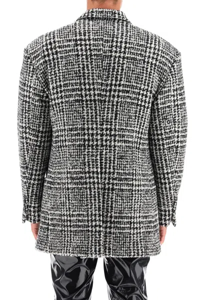 Shop Dolce & Gabbana Checkered Double-breasted Wool Jacket In Black