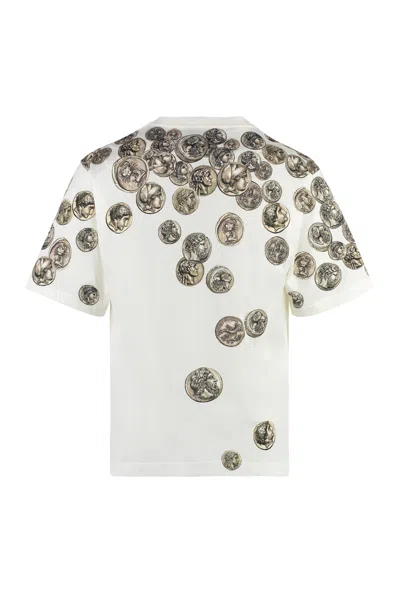 Shop Dolce & Gabbana Coin Print Cotton T Shirt In Tan