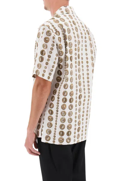 Shop Dolce & Gabbana Coin Print Short Sleeve Shirt For Men In White