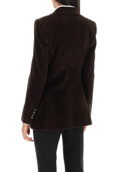 Shop Dolce & Gabbana Double-breasted Corduroy Jacket For Women In Brown
